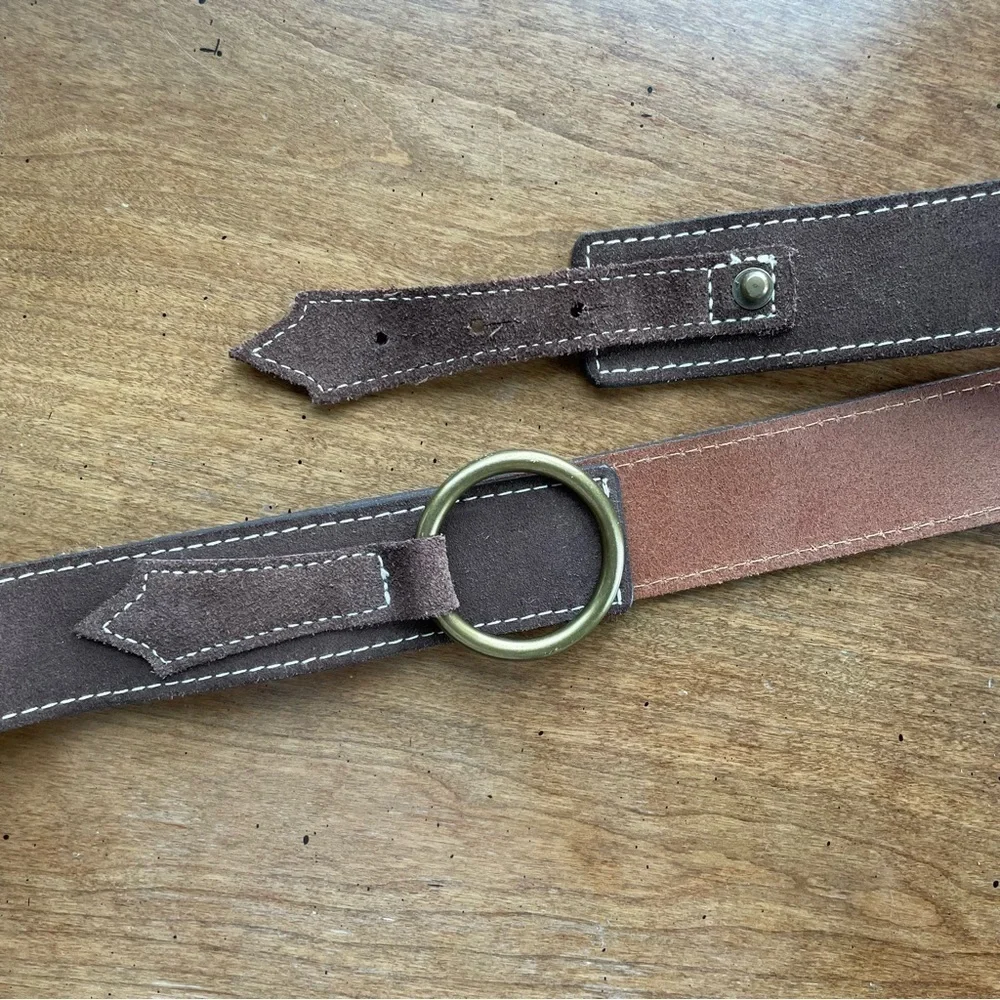 GAP Brown Suede Leather Ring Buckle Belt size Large